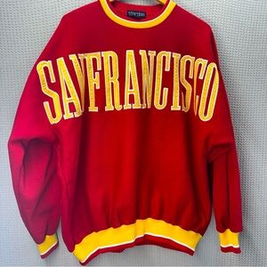 Vtg San Francisco Red Yellow Colorway Sweatshirt Men XXL Embroidered Big Letters